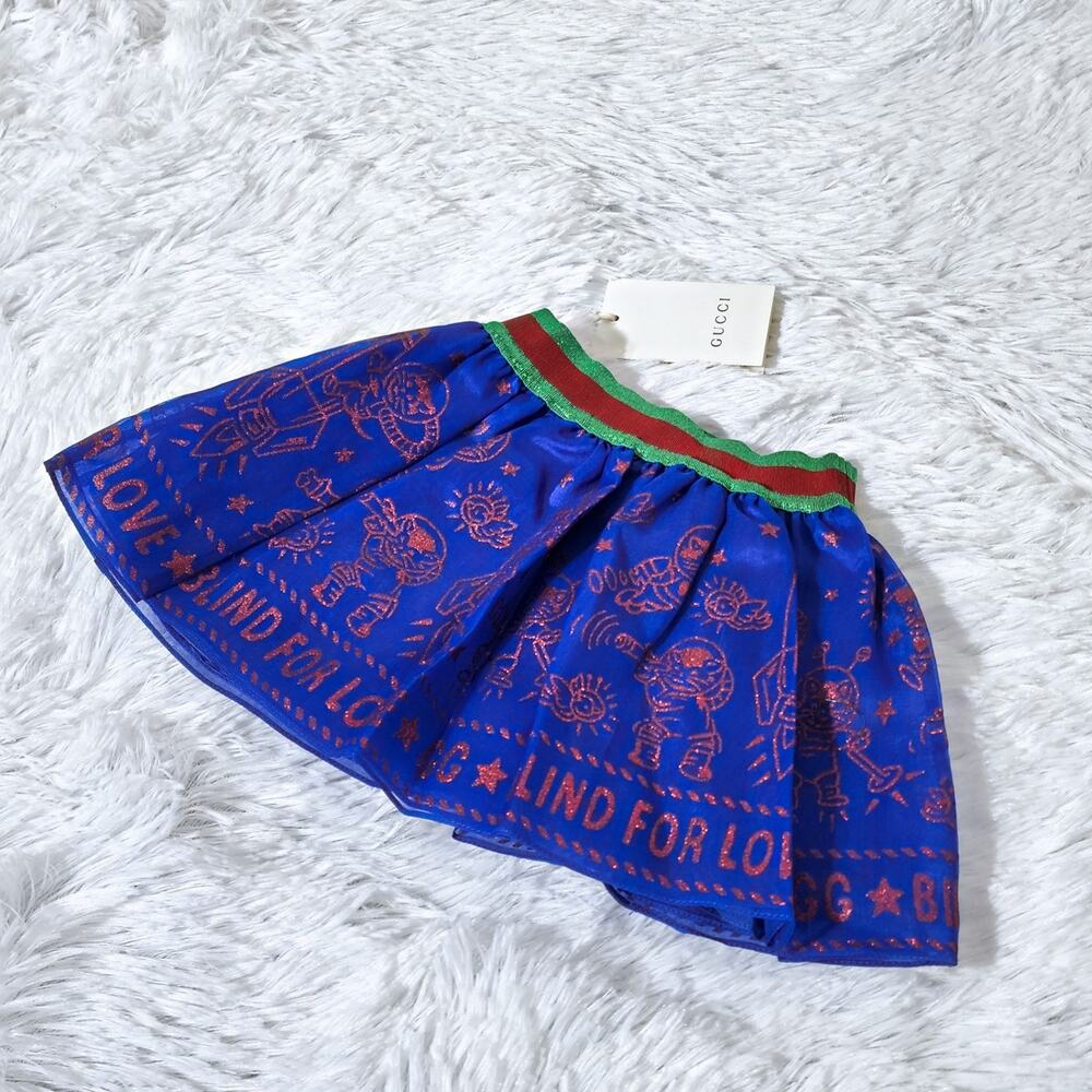 Gucci Girls Blind for Love Tulle Skirt Blue 6-9 Months NWT